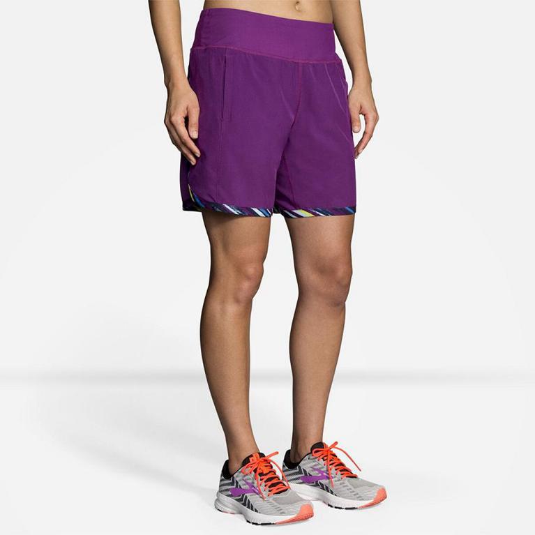 Brooks Chaser 7 - Womens Running Shorts - Purple (39817KDFQ)